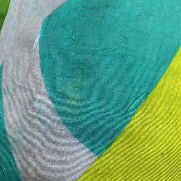 Vintage Vera Neumann 60s/70s green, lavender & turquoise polyester scarf - Picture 8 of 9